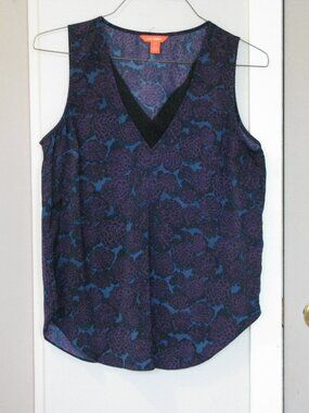 Joe Fresh V Neck Purple and Teal Foral Tank